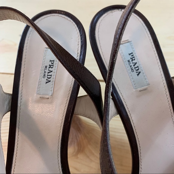 Prada brown leather cris cross platform sandals 40 - Picture 10 of 14